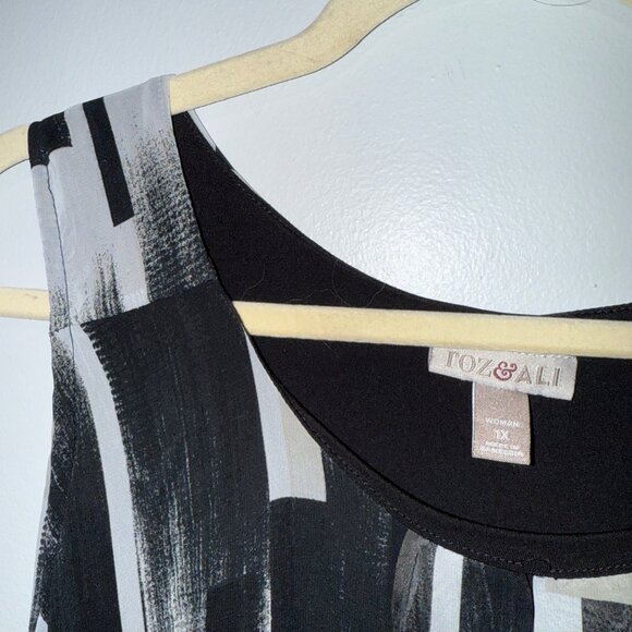 Roz & Ali Womens Plus Size 1X Sleeveless Abstract Print Chiffon Blouse - Picture 5 of 7